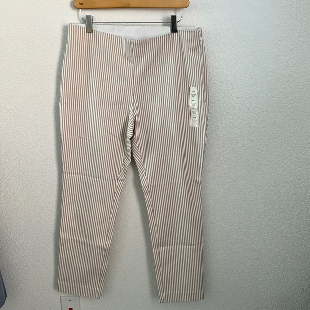 A New Day Skinny Ankle Pants, Striped Ivory & Tan